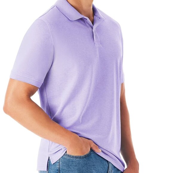 NWT Mens Stretch Pique Polo Members Mark Purple Relaxed Fit 2 Button Front XXL - Picture 3 of 7